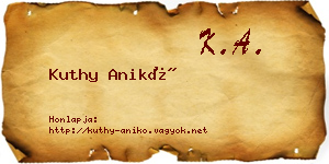 Kuthy Anikó névjegykártya